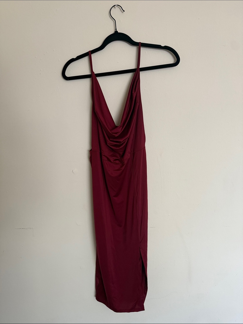 SHEIN Burgundy Cowl Neck Midi Slip Dress